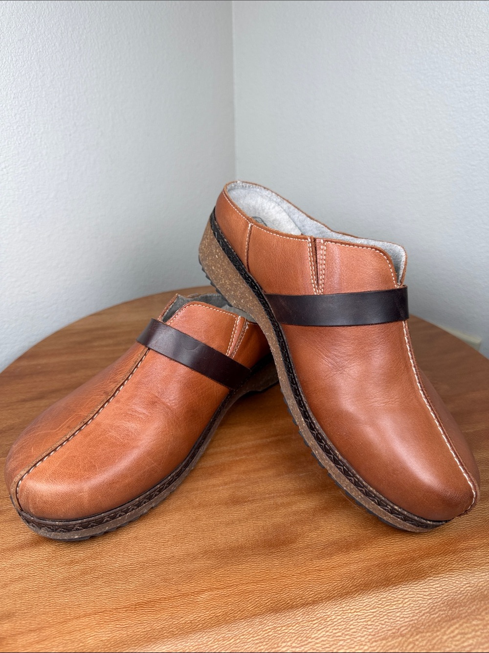 PIKOLENOS Women's Granada Brown Heeled Leather Slip-On Clogs Size 39/8.5 SPAIN